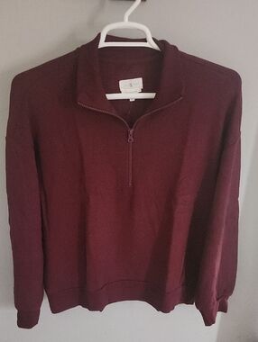 Lou & Grey Women's Soft Quarter-Zip Sweater in Deep Burgundy